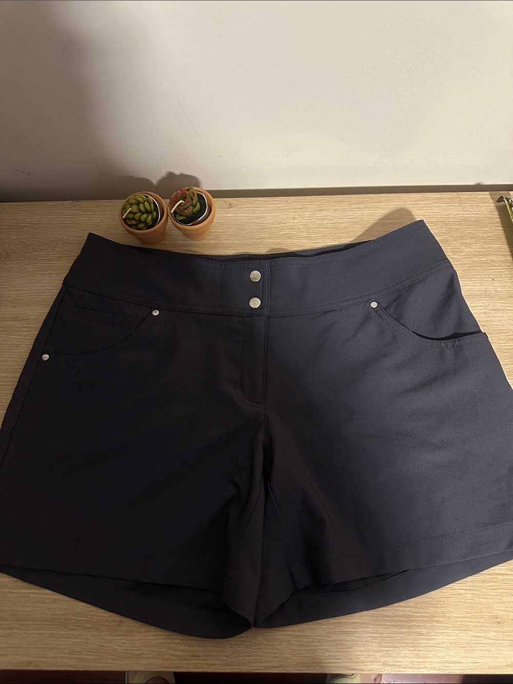 Slazenger Women's Dark Gray Navy Golf Performance Shorts Size 6